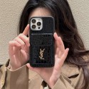 レデイース ysl iPhone15Plus/15ProMax携帯ケースワニ柄 カード収納 フリップカバー