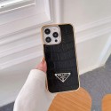 prada iphone15 plusスマホケース ワニ柄 革製 高品質プラダ アイフォーン14 pro max携帯ケースメッキデザイン擦り傷防止