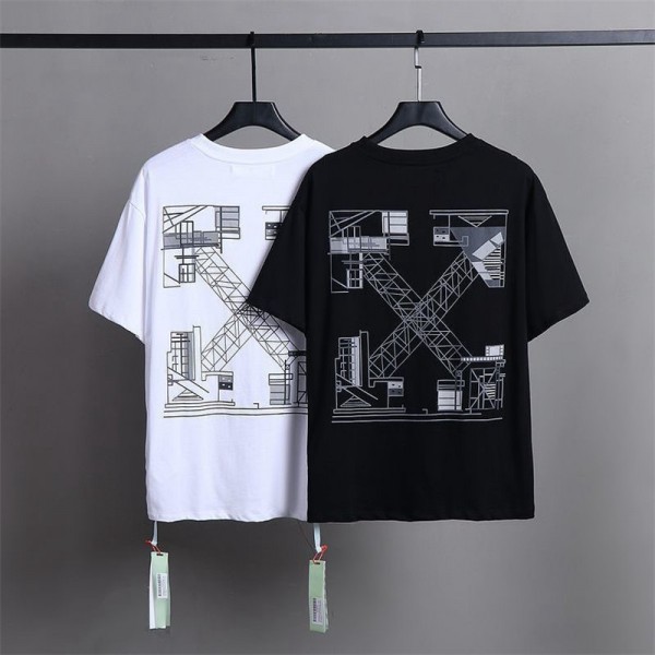 オフホワイト/OFF-WHITE Tシャツ潮流個性コットンティシャツ短袖男女向け人気新作大きめサイズ