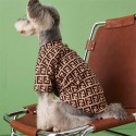 フェンディ/FENDI 犬の服夏の薄手通気性Fアルファベットペットの子犬テディシナリー柴犬コーギー半袖Tシャツラッシュ