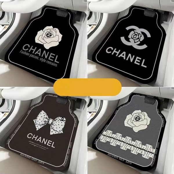 シャネル/Chanel 自動車用フロアマット通用じゅうたん かわいい椿の花のフロアマット 汚れ防止滑り止め保護マット 車用マットの4点セット