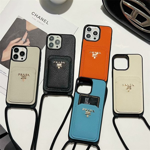 プラダ/Prada iphone 15携帯ケース 革の手触り カードを挿すことができて 斜めにストラップをまたいで 転んだり磨耗したりするのを防ぐ創意的な携帯ケースがあります