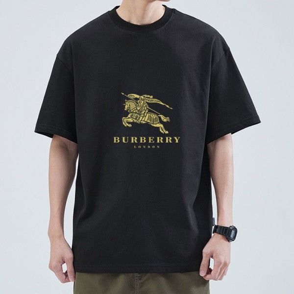 2024新型バーバリー/Burberry 純綿半袖Tシャツ男女カップルカジュアルゆったりファッション