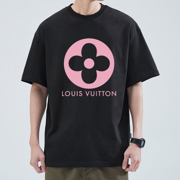 ルイ ヴィトン/LV 純綿半袖Tシャツ男女カップルカジュアルゆったりファッション ラウンドフラワープリント