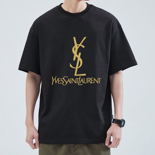 2024新型イブサンローラン/YSL 純綿半袖Tシャツ男女カップルカジュアルゆったりファッション