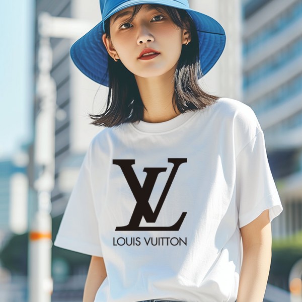 ルイ ヴィトン/LV 純綿半袖Tシャツ男女カップルカジュアルゆったりファッション 定番ロゴプリント