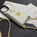 Chanel シャネルiphone14 15 pro 15 plusケースブランドカード入れハイブランドiphone15pro/14/13カバー韓国風 レディース斜め掛けハイブランドアイフォン15ケース