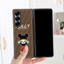 フェンディ/FENDI&ディズニー/Disney サムスンGalaxy ZFold 6折りたたみスマホケース潮札泡ミッキーマウスの皮紋入りダブルFカップルカートゥーン新型